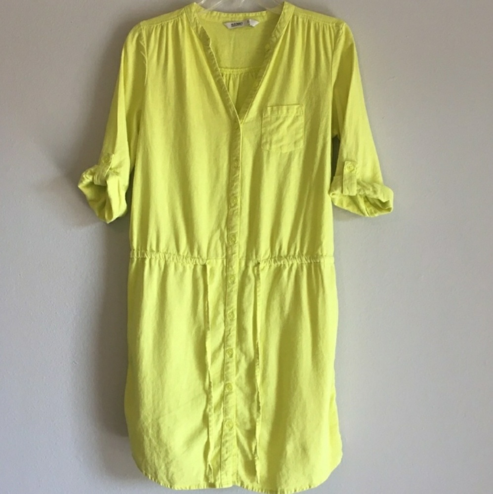Drawstring linen dress